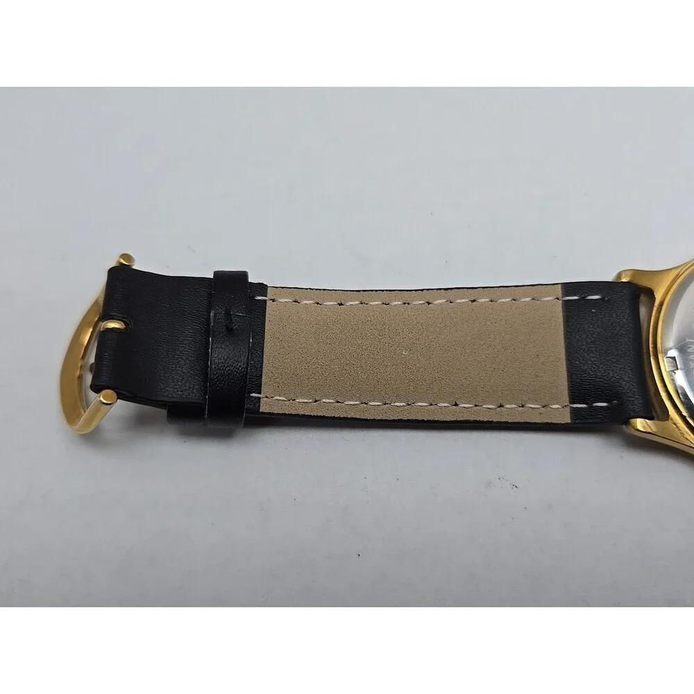Candino Swiss Made Gold Tone Date Dress Watch Leather Band New Battery Ref 13854
